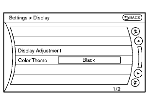 Display settings (models with navigation