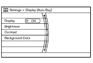Display settings (models without navigation