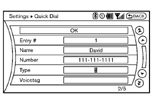 5. Select the “Voicetag” key to record a name
