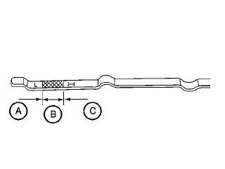 5. Remove the dipstick again and check the oil