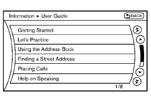 Displaying user guide