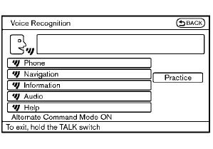 2. A list of commands appears on the screen,