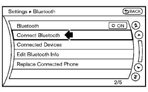 2. Select the “Connect Bluetooth” key.