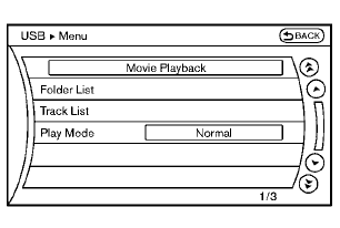 Menu (models with navigation system):