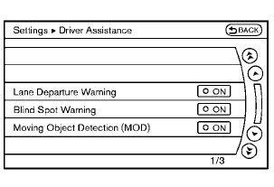 2. Highlight the “Lane Departure Warning” key,