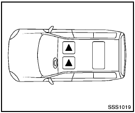 The illustration shows the seating positions equipped with head restraints. The