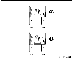 6. If the fuse is open A , replace it with a new fuse B .