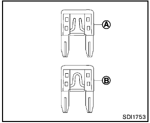 4. If the fuse is open A , replace it with a new fuse B .