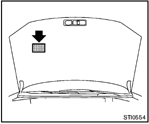 The emission control information label is attached to the underside of the hood