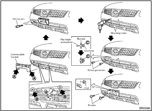 Use the following steps to mount the license plate: