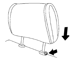 To lower, push and hold the lock knob and push