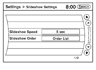 Slideshow settings