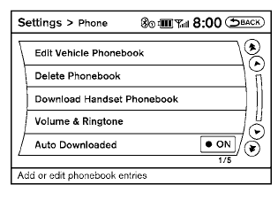 Transferring the handset phonebook