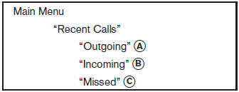 Use the Recent Calls command to access outgoing,