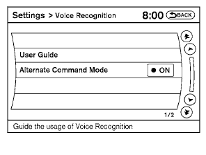 Voice recognition settings