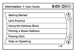 Displaying user guide