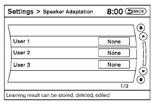 4. Select the user whose voice is to be memorized