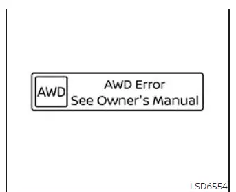 Nissan Murano meter displaying an AWD system error warning message
