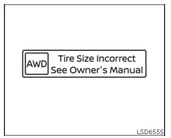 Nissan Murano tire size difference warning for the All-Wheel Drive system