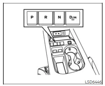 Nissan Murano electronic shift buttons for automatic transmission positions