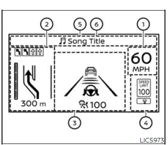 Nissan Murano Head Up Display information projected on the windshield