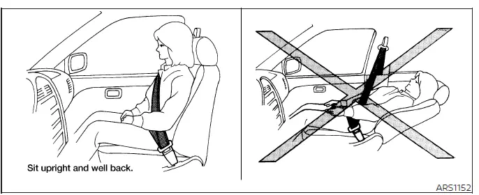 Nissan Murano front seat adjustment and occupant seating position safety illustration