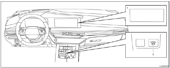 Nissan Murano center display and CAMERA button for the RearView Monitor