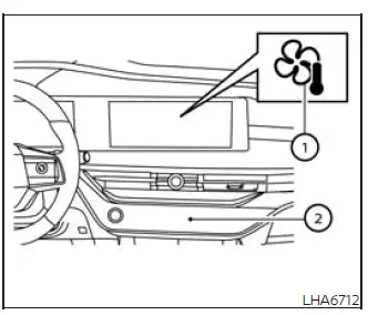 Nissan Murano automatic climate control screen and physical control panel
