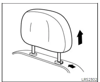 Removing a Nissan Murano head restraint by pressing the lock knob