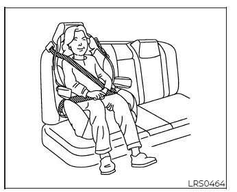 Child seated in booster seat with correct seat belt routing