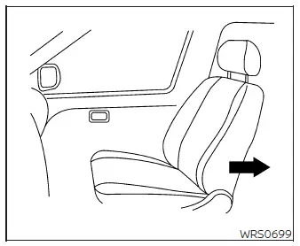 Nissan Murano booster seat in front passenger position with seat moved rearward
