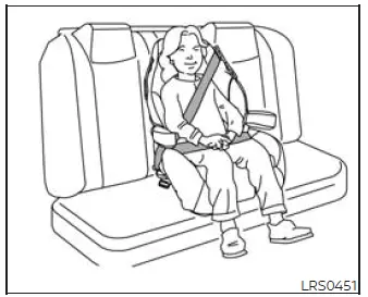 Booster seat installed in the rear center seating position