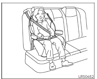 Booster seat installed in the rear outboard seating position