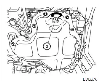 Engine oil drain plug location beneath the Nissan Murano