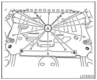 Nissan Murano under-engine protector and mounting fastener locations