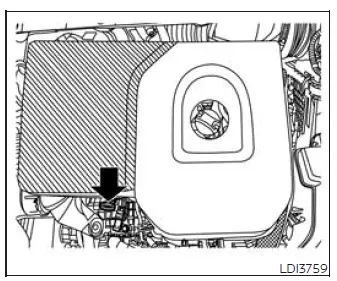 Nissan Murano engine oil dipstick location in the engine compartment