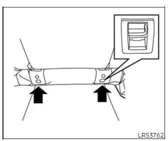 Nissan Murano LATCH lower anchor covers and label locations on the rear seat