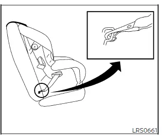 Nissan Murano LATCH webbing-mounted child restraint attachment connected to lower anchor