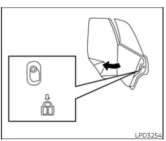 Child safety lock lever located on the edge of a Nissan Murano rear door