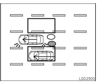 Blind-spot warning indicators activated for a vehicle approaching from behind