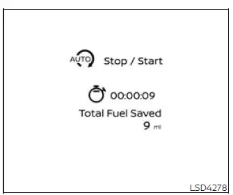 Fuel saved and engine stop time information for the Nissan Murano Idling Stop System