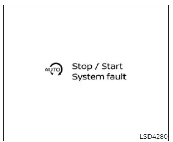 Idling Stop System fault warning in the Nissan Murano vehicle information display