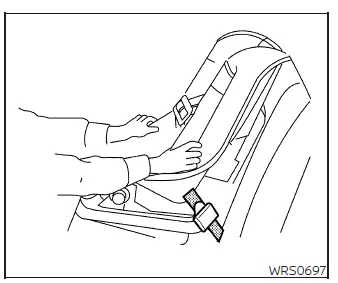 Testing forward-facing child restraint movement at the LATCH attachment path step 6