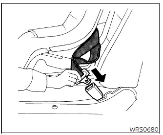 Seat belt routed through forward-facing child restraint and latched into buckle step 3