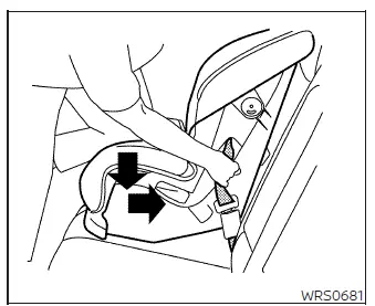 Tightening seat belt on forward-facing child restraint in the Nissan Murano step 6