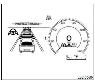 Nissan Murano ProPILOT Assist 1.1 ICC display with a vehicle detected ahead