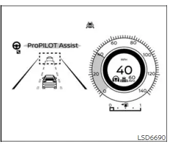 ProPILOT Assist 2.1 ICC display showing a detected vehicle ahead