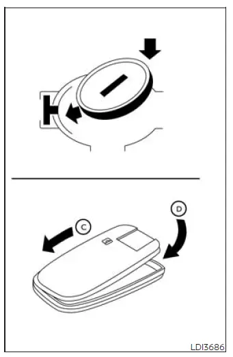 CR2032 battery installation orientation inside the Nissan Murano Intelligent Key