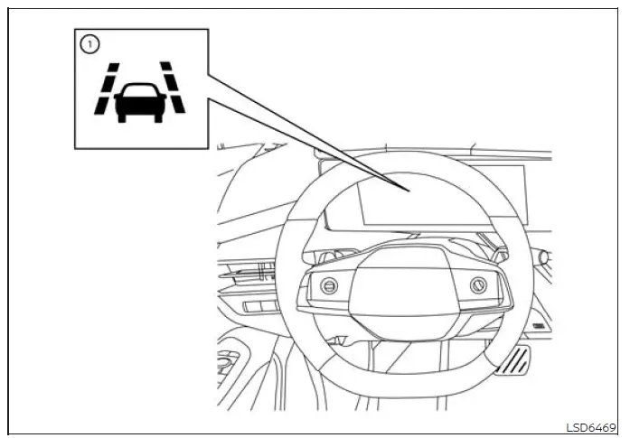 Nissan Murano Lane Departure Warning indicator shown on the instrument panel