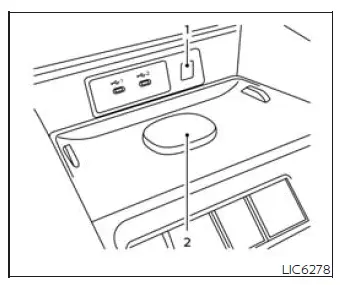 Nissan Murano magnetic wireless charger indicator and charging pad on the center console